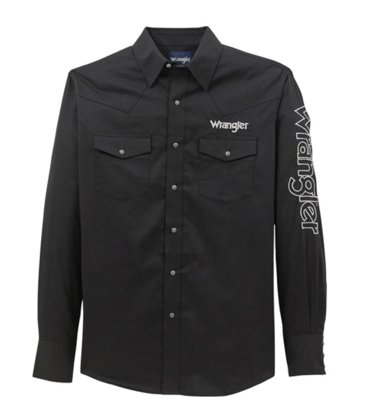 WRANGLER MENS LOGO PEARLSNAP LONG SLEEVE SHIRT