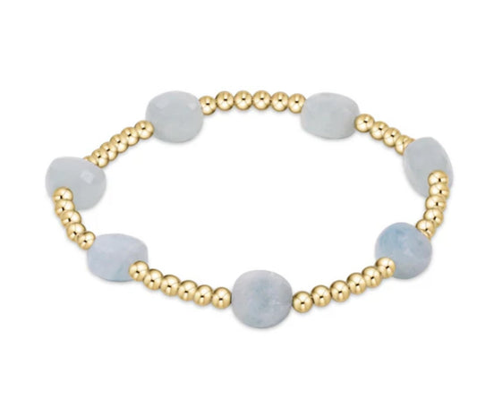 E NEWTON ADMIRE GOLD 3MM BEAD BRACELET AQUAMARINE