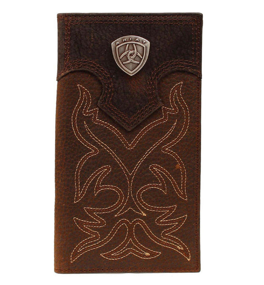 ARIAT BOOT STICH RODEO WALLET WITH SMALL SHIELD IN BROWN