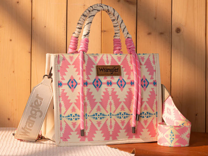 WRANGLER AZTEC PRINT ROPE TOTE/CROSSBODY
