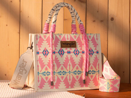 WRANGLER AZTEC PRINT ROPE TOTE/CROSSBODY