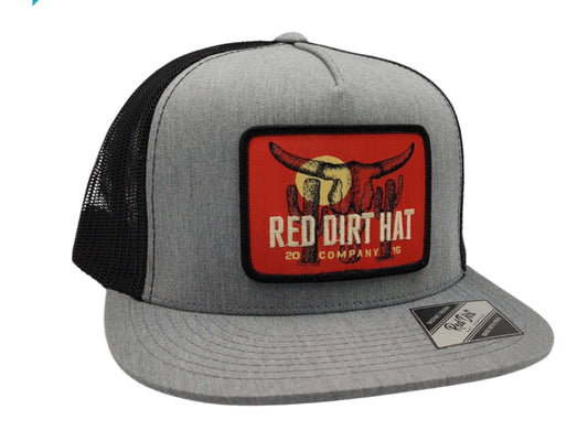 RED DIRT HAT CO BOONE FB-HEATHER GREY/BLACK 5 PANEL CAP