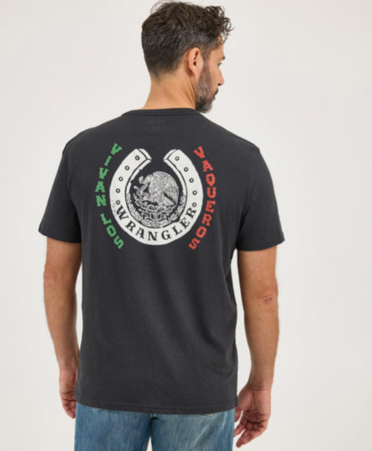 WRANGLER MENS SHORT SLEEVE MEXICAN FLAG COLOR HORSESHOE TSHIRT