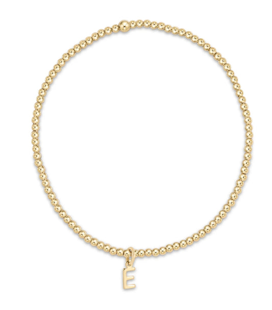 E NEWTON CLASSIC GOLD 2MM BEAD BRACELET - RESPECT GOLD CHARM