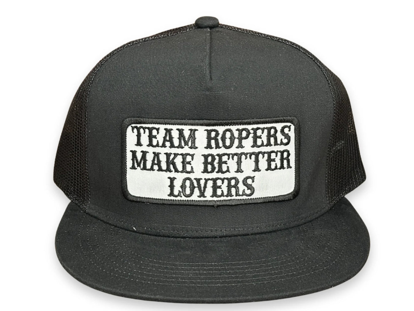 CACTUS ALLEY HAT CO BLKW TEAM ROPERS BL 6006 BLACK/BLACK MESH SNAPBACK AP