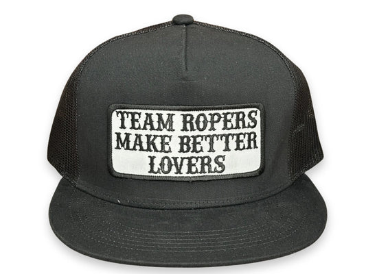 CACTUS ALLEY HAT CO BLKW TEAM ROPERS BL 6006 BLACK/BLACK MESH SNAPBACK AP
