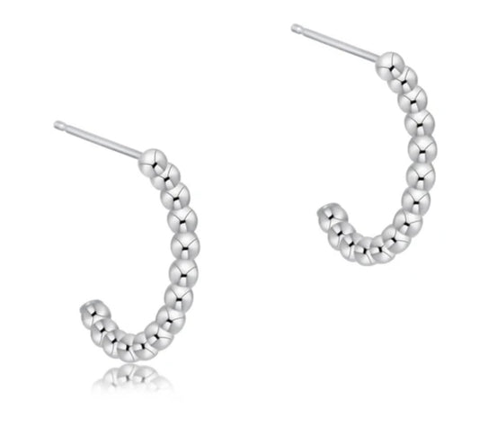 E NEWTON BEADED CLASSIC 1” POST HOOP 2MM STERLING