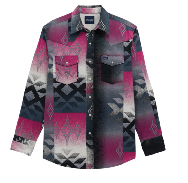 WRANGLER MENS VINTAGE INSPIRED LONG SLEEVE SHIRT-CLASSIC FIT-MULTI