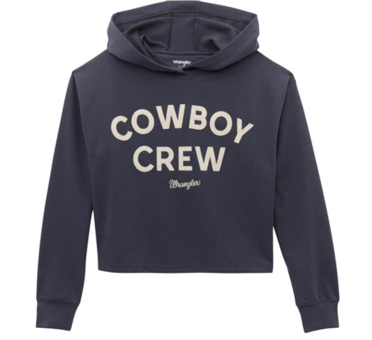 WRANGLER WOMENS LONG SLEEVE CROPPED COWBOY CREW HOODIE