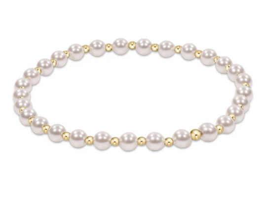 E NEWTON CLASSIC GRATEFUL PATTERN 4MM BEAD BRACELET PEARL