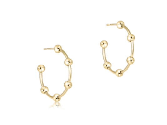 E NEWTON BEADED SIMPLICITY 1” POST HOOP EARRINGS 4MM GOLD