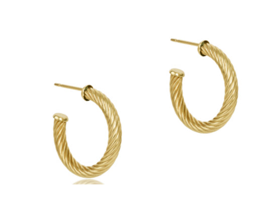 E NEWTON ROUND GOLD 1.125” POST HOOP-4 MM- TEXTURED TWIST EARRINGS