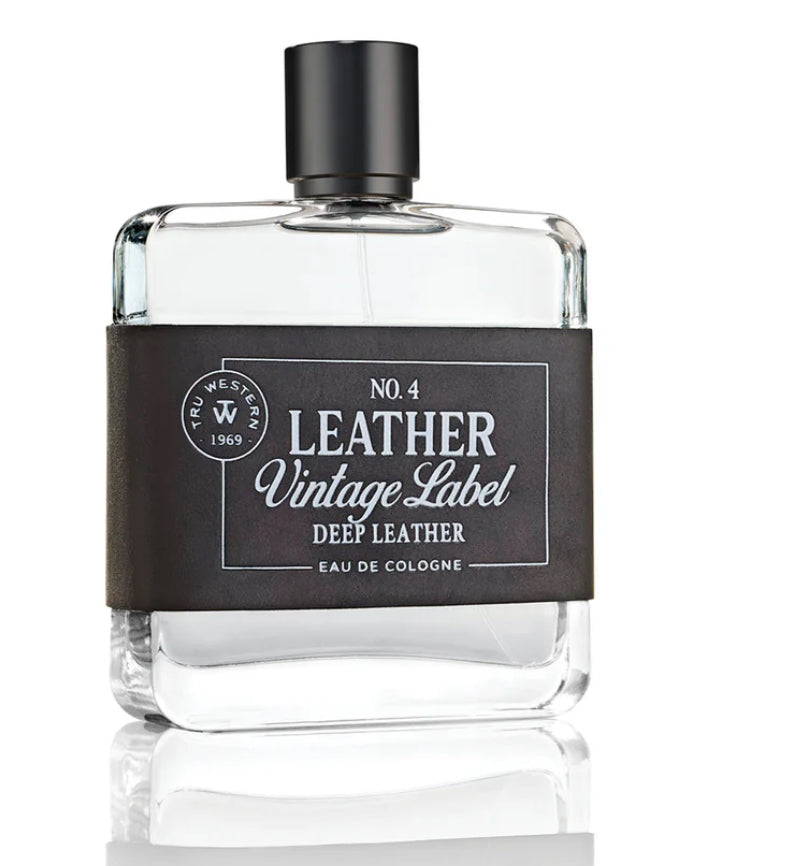 NO 4 LEATHER VINTAGE LABEL DEEP LEATHER COLOGNE FOR MEN BY TRU WESTERN