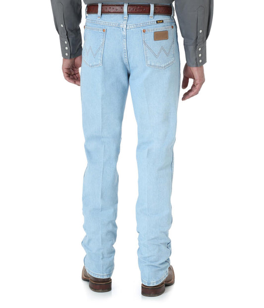 WRANGLER MENS SLIM FIT COWBOY CUT JEANS IN BLEACH
