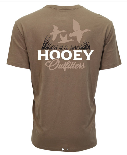 HOOEY OUTFITTERS MENS DECOY SHITAKE BROWN CREW BNECK REACTIVE DYE SHORT SLEEVE TSHIRT