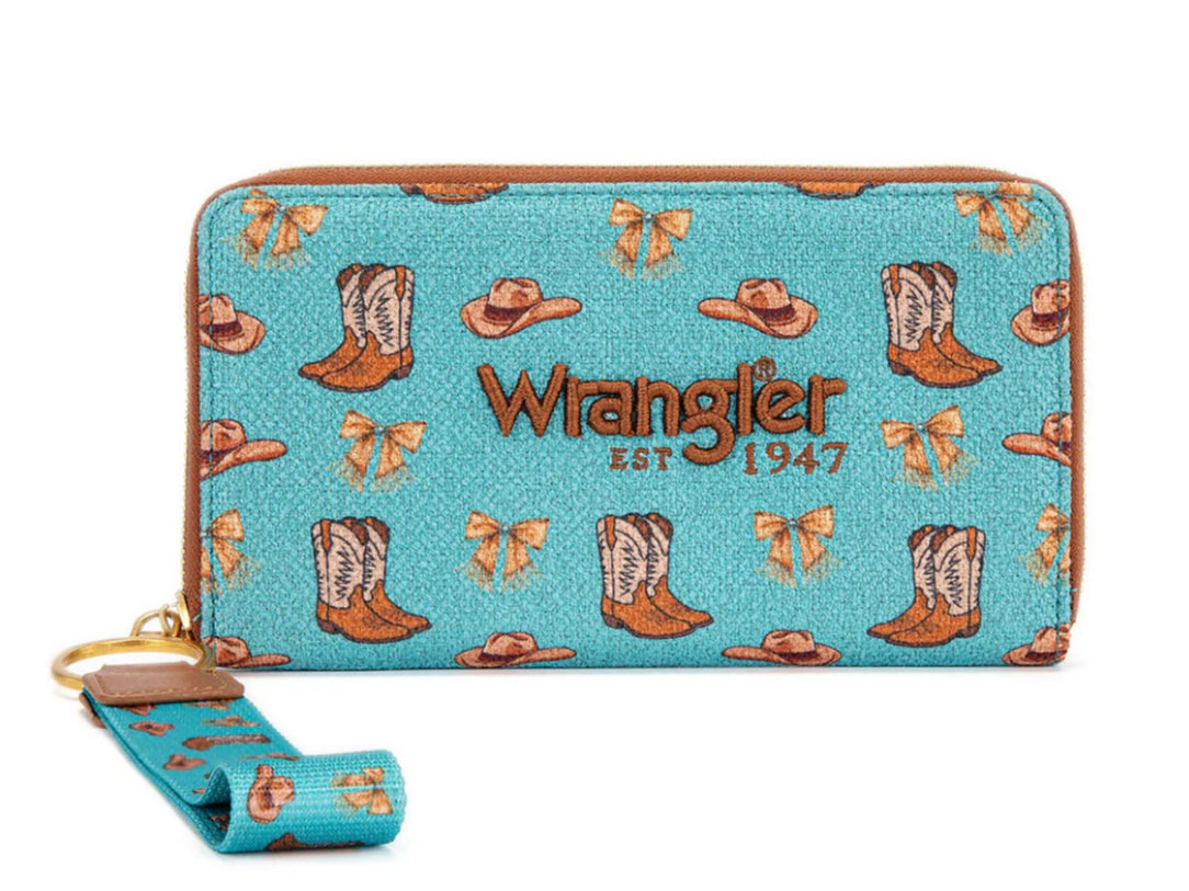 Wrangler Western Print RFID Blocking Zippered Cowgirl Wallet