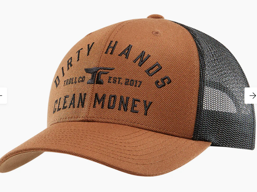 DIRTY HANDS CLEAN MONEY CLASSIC CURVED BRIM TRUCKER HAT