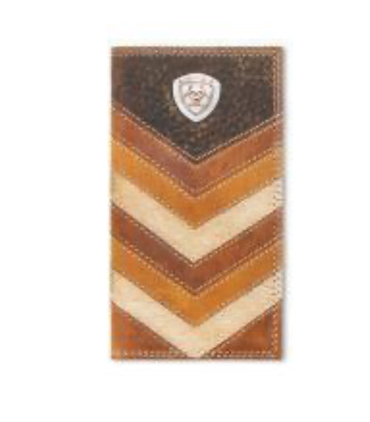 ARIAT MENS RODEO STYLE WALLET CHEVRON PATCHWORK MULTICOLOR