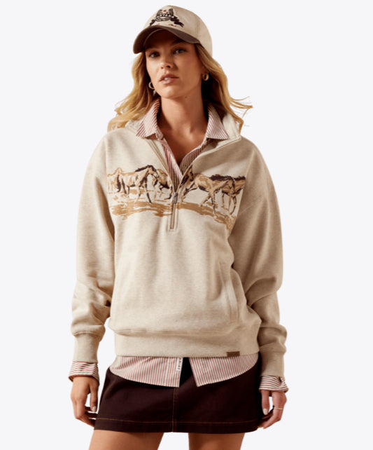 ARIAT WOMENS RUNNING WILD 1/2 ZIP SWEATSHIRT