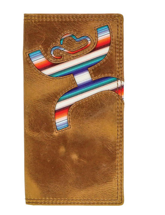 HOOEY ORIGINAL LASER CUT HANDS-UP HOOEY LOGO RODEO WALLET WITH SUNSET SERAPE PRINT INLAY