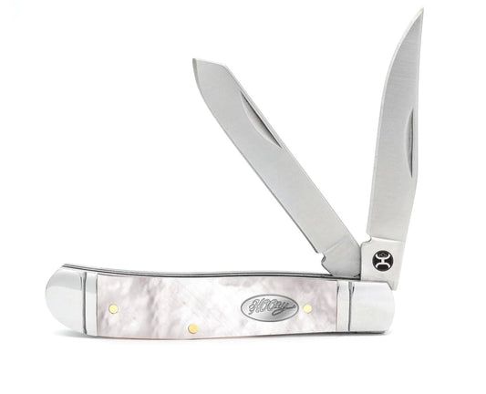 HOOEY KNIFE, LARGE 4 1/4” MOTHER OF PEARL TRAPPER
