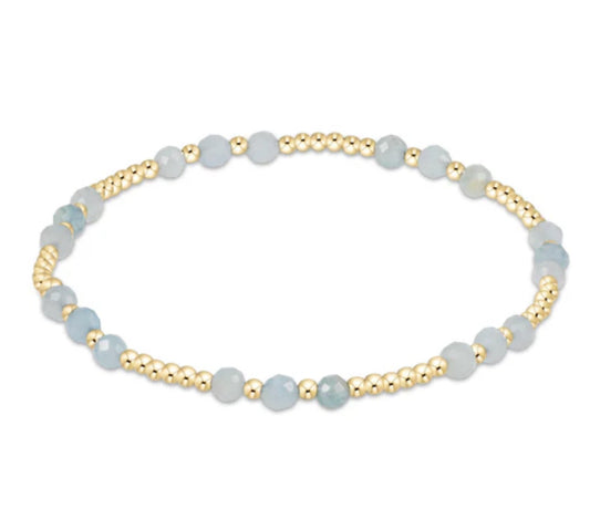 E NEWTON GEMSTONE GOLD JOY PATTERN 3MM BEAD BRACELET AQUAMARINE