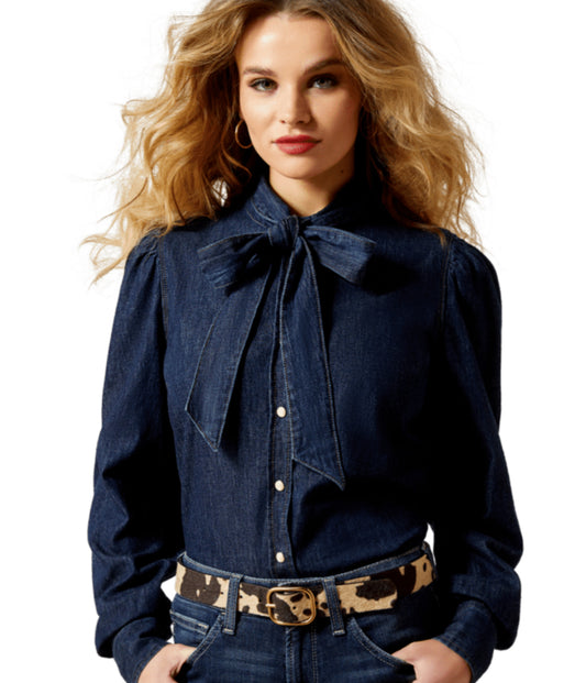ARIAT WOMEN PUFF SLEEVE DENIM SNAP SHIRT