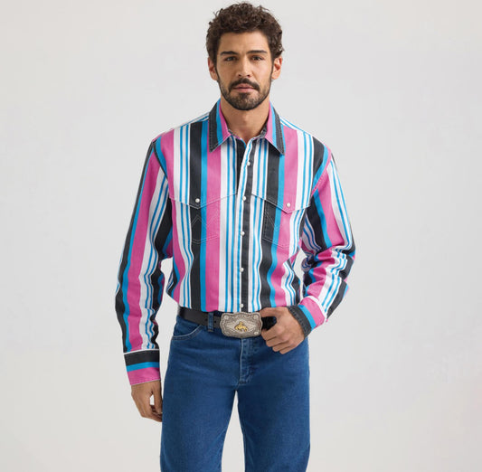 WRANGLER MENS VINTAGE INSPIRED LONG SLEEVE BRUSH POPPER