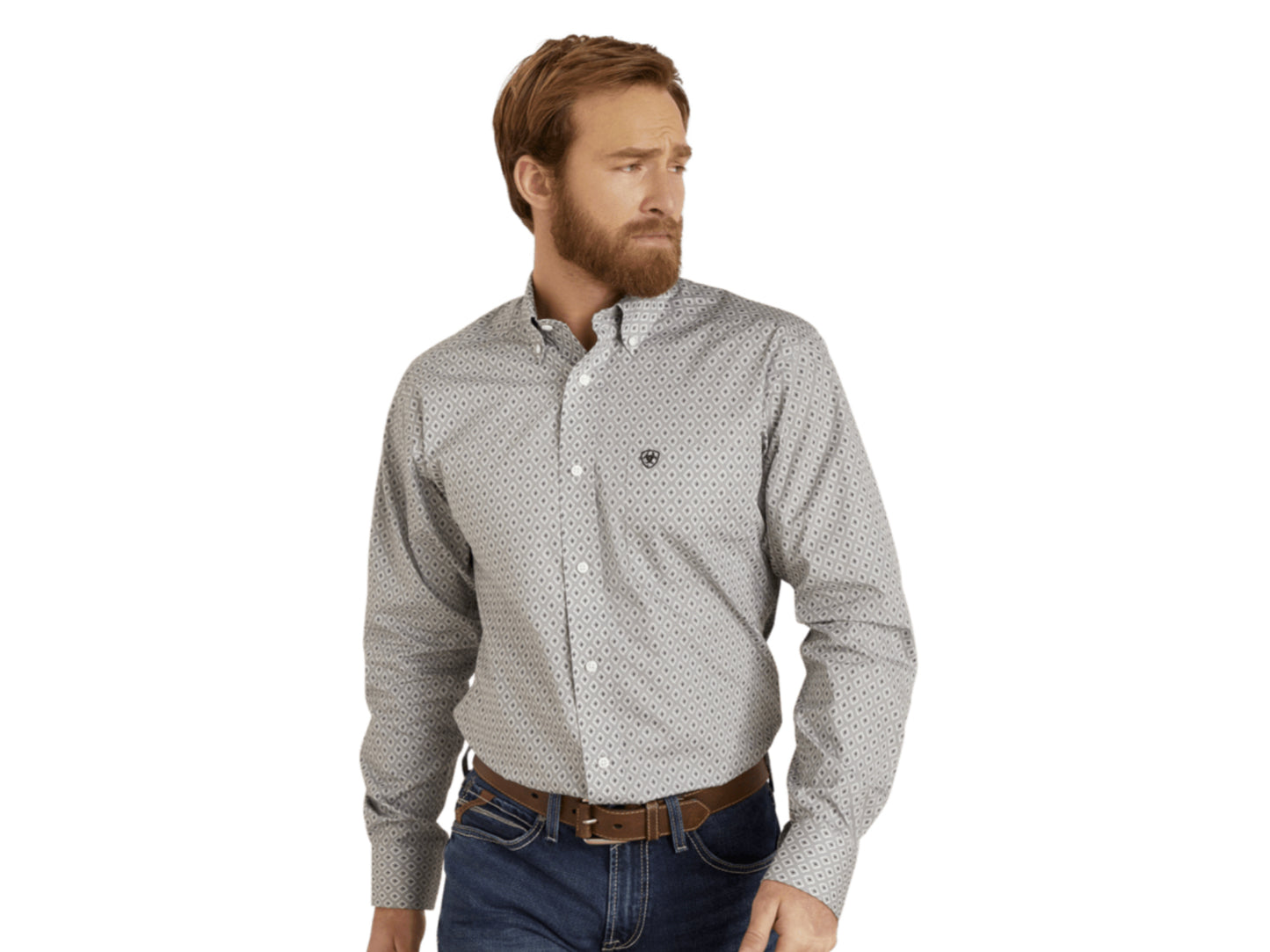 ARIAT MENS WRINKLE FREE VAL FITTED SHIRT IN EILEEN GRAY
