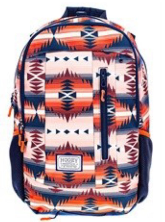 HOOEY ROCKSTAR BACK PACK NAVY/CORAL WITH AZTEC PATTERN ACCENTS