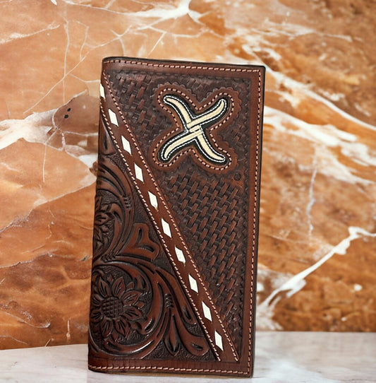 TWISTED X RODEO WALLET -BASKET WEAVE/BUCKSTITCH