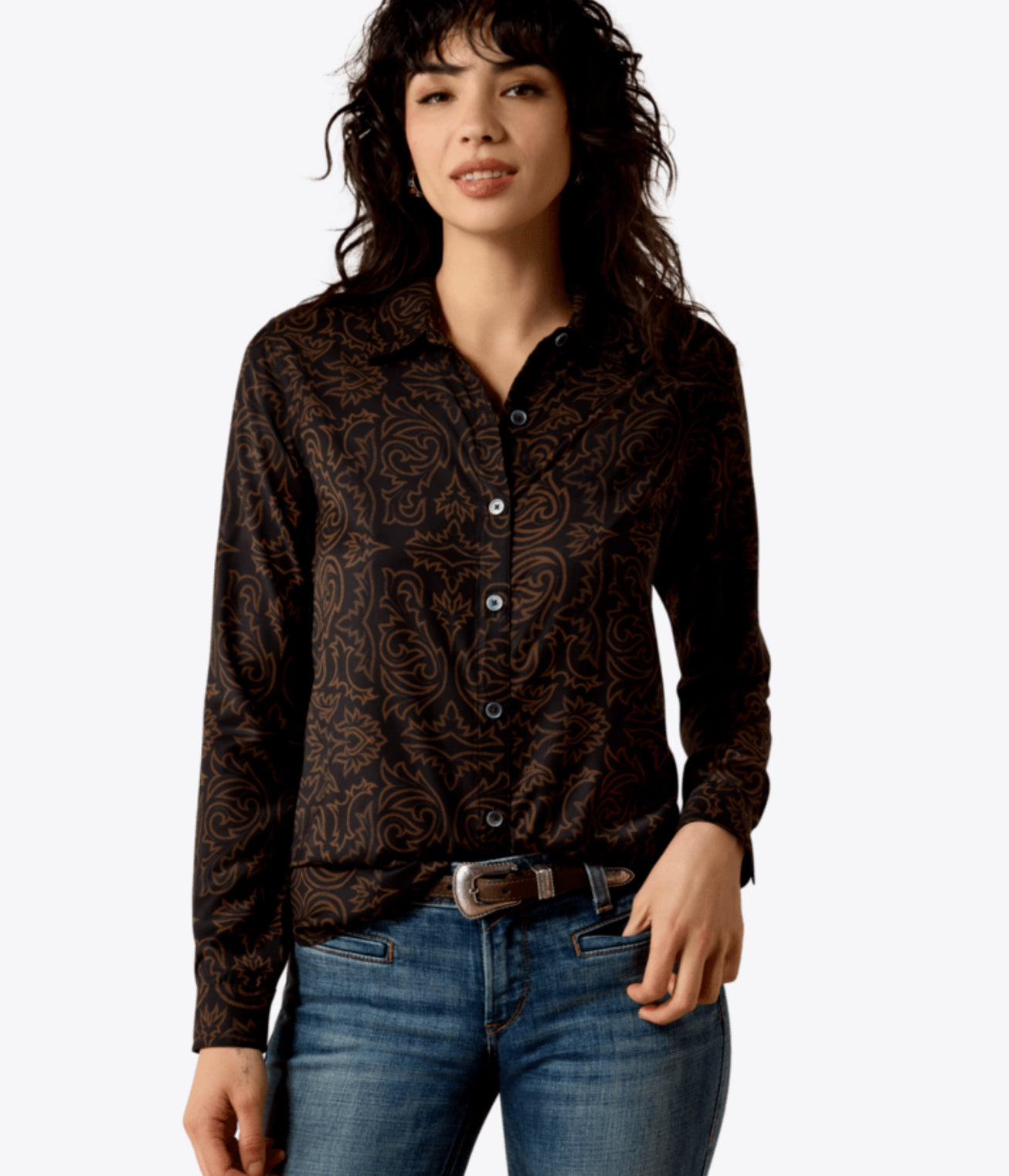 ARIAT WOMENS HOMESTYLE SHIRT IN BOT SCOOTIN’
