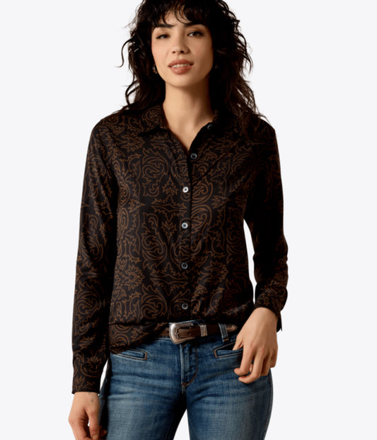 ARIAT WOMENS HOMESTYLE SHIRT IN BOT SCOOTIN’