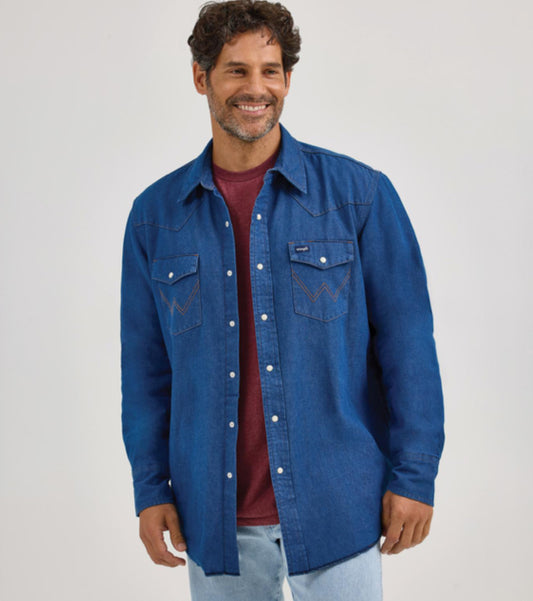 WRANGLER MENS FLANNEL LINED DENIM SHIRT JACKET
