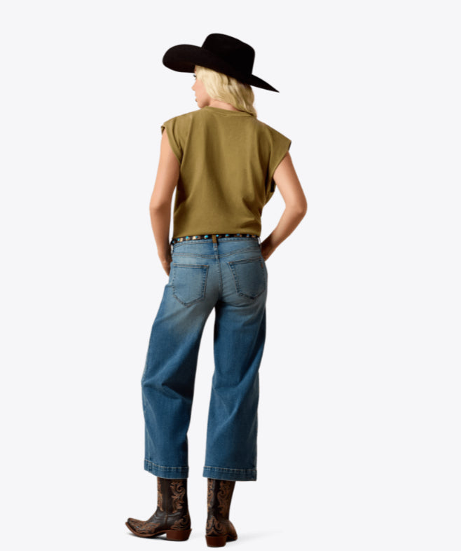 ARIAT WOMENS PERFECT RISE JAZMINE WIDE CROP JEAN 10072963
