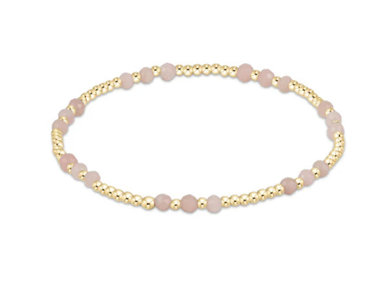 E NEWTON GEMSTONE GOLD JOY PATTERN 3MM BEAD BRACELET PINK OPAL