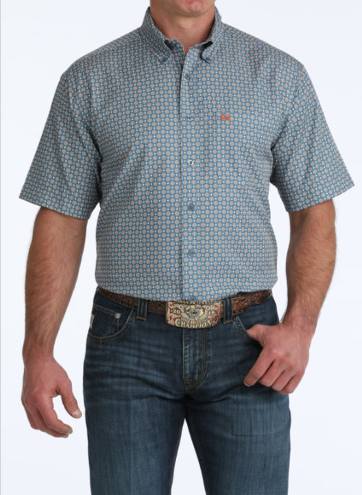 CINCH MENS SHORT SLEEVE PRINT ARENAFLEX BUTTON UP SHIRT