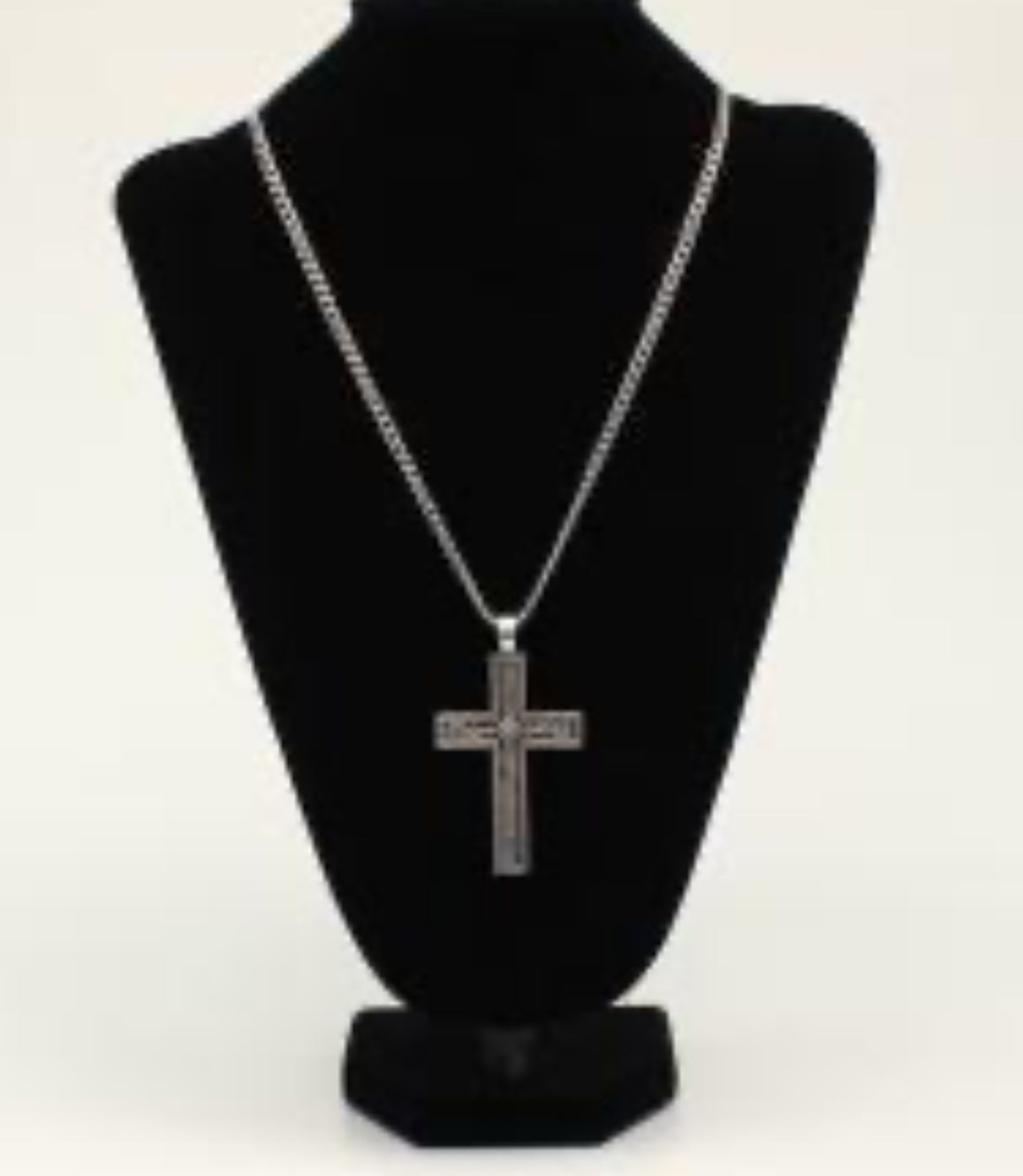 TWISTER MENS 24” CROSS NECKLACE WITH AQUA STONE