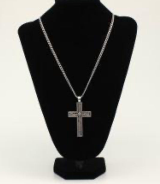 TWISTER MENS 24” CROSS NECKLACE WITH AQUA STONE