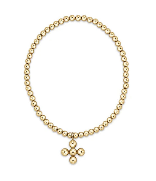 E NEWTON CLASSIC GOLD 3 MM BEAD BRACELET CLASSIC GOLD BEADED SIGNATURE CROSS GOLD CHARM 4 MM BEAD GOLD