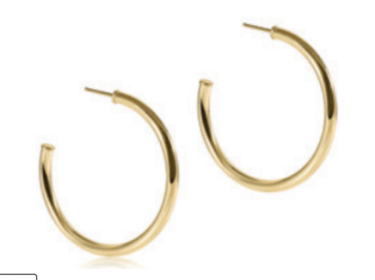 E NEWTON ROUND GOLD 1.5” POST HOOP EARRINGS 3MM SMOOTH