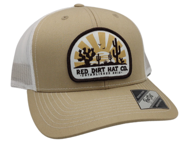 RED DIRT HAT CO DAY BREAK-KHAKI/WHITE 6 PANEL HAT