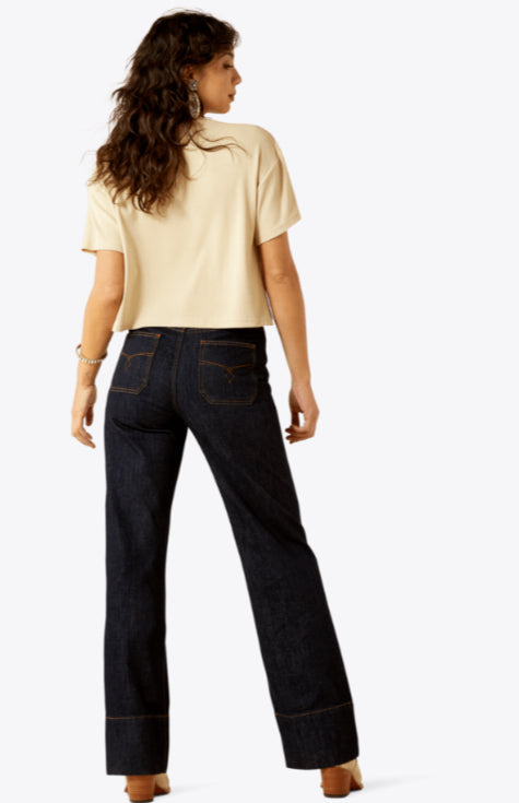 ARIAT WOMENS ULTRA HIGH RISE TOMBOY WIDE LEG UTILITY WESTERN JEAN