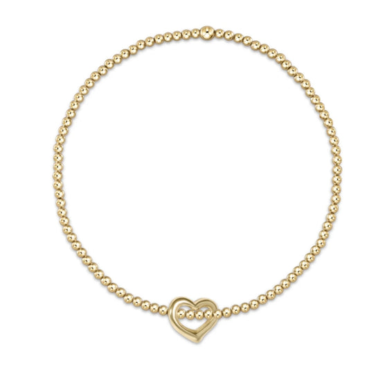E NEWTON CLASSIC GOLD 2MM BEAD BRACELET LOVE SMALL GOLD CHARM