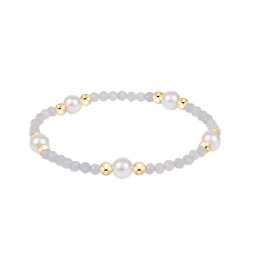 E NEWTON PURPOSE PEARL 6MM GEM BRACELET-AQUAMARINE