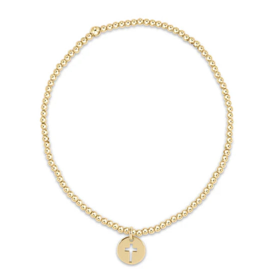 E NEWTON CLASSIC GOLD 2MM BEAD BRACELET-BLESSED SMALL GOLD DISC