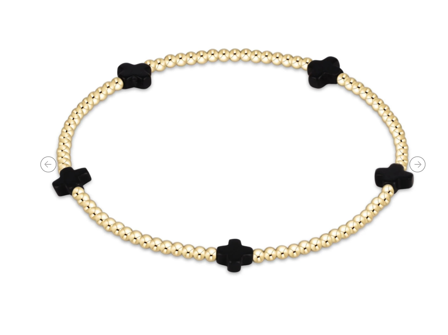 E NEWTON SIGNATURE CROSS SMALL GOLD PATTERN 2MM BEAD BRACELET