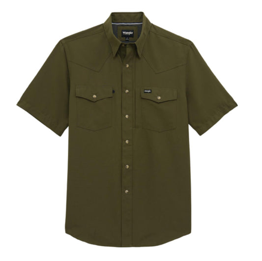 ATG X WRANGLER WESTERN PERFORMANCE SHORT SLEEVE SHIRT-RELAXED FIT-SNAP