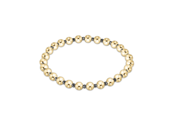 E NEWTON EXTENDS SILVER FACETED HEMATITE GRATEFUL PATTERN 5MM BEAD BRACELET