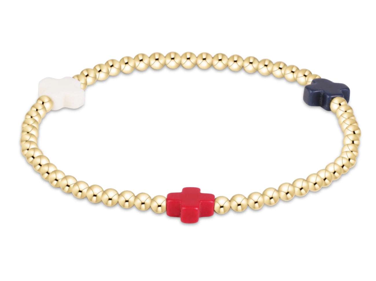 E NEWTON SIGNATURE CROSS 2MM GOLD BRACELET-FIRECRACKER